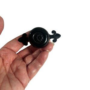 Lot 12 Ceramic Metal Black Drawer Cabinet Pulls Flower Center Detail Back Plate